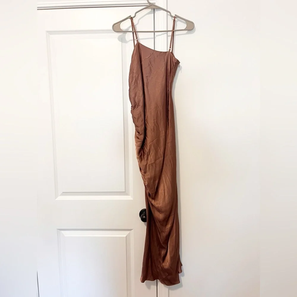 Shona Joy Lily Bias Ruched Midi Dress in Clove